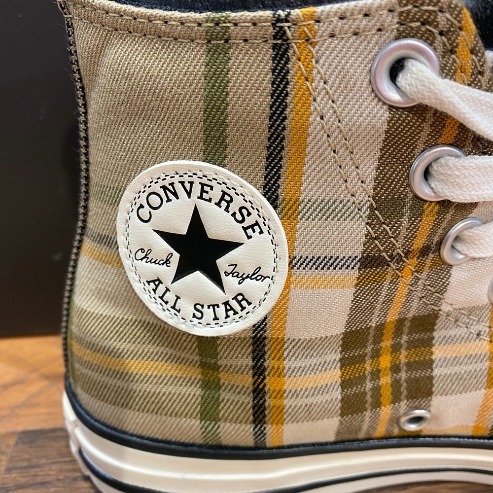 New Converse Chuck Taylor All Star Hi Plaid Sneakers - Picture 2 of 5